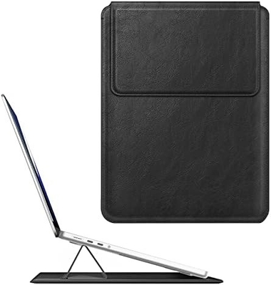 Cuerpo de portátil MacBook Air 13.6M3 M2 A3113 A2681/MacBook Pro 14 A2992-PU tapa de bolsa delgada de cuero con función de soporte, marrón