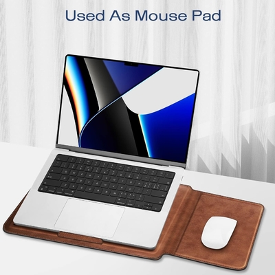 Cuerpo de portátil MacBook Air 13.6M3 M2 A3113 A2681/MacBook Pro 14 A2992-PU tapa de bolsa delgada de cuero con función de soporte, marrón