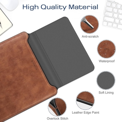 Cuerpo de portátil MacBook Air 13.6M3 M2 A3113 A2681/MacBook Pro 14 A2992-PU tapa de bolsa delgada de cuero con función de soporte, marrón