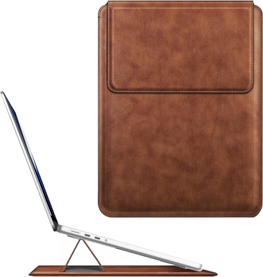 Cuerpo de portátil MacBook Air 13.6M3 M2 A3113 A2681/MacBook Pro 14 A2992-PU tapa de bolsa delgada de cuero con función de soporte, marrón