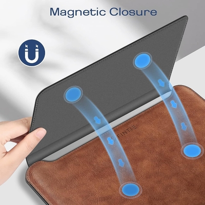 Cuerpo de portátil MacBook Air 13.6M3 M2 A3113 A2681/MacBook Pro 14 A2992-PU tapa de bolsa delgada de cuero con función de soporte, marrón