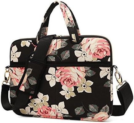 Bolso para portátil diseñado para portátiles de 12,5 a 14 pulgadas con interior acolchado de tela de lona estampada y múltiples opciones de transporte