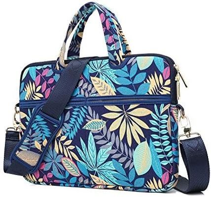 Bolso para portátil diseñado para portátiles de 12,5 a 14 pulgadas con interior acolchado de tela de lona estampada y múltiples opciones de transporte