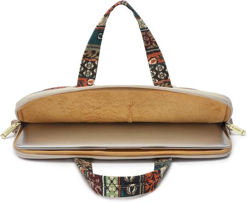 Bolso para portátil diseñado para portátiles de 12,5 a 14 pulgadas con interior acolchado de tela de lona estampada y múltiples opciones de transporte