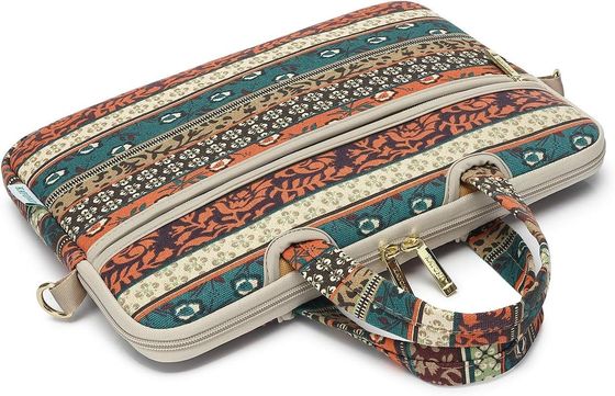 Bolso para portátil diseñado para portátiles de 12,5 a 14 pulgadas con interior acolchado de tela de lona estampada y múltiples opciones de transporte