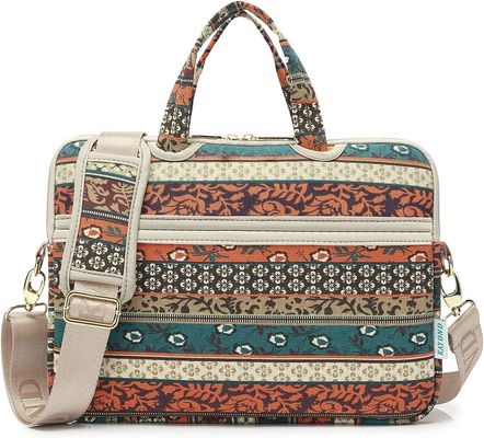 Bolso para portátil diseñado para portátiles de 12,5 a 14 pulgadas con interior acolchado de tela de lona estampada y múltiples opciones de transporte