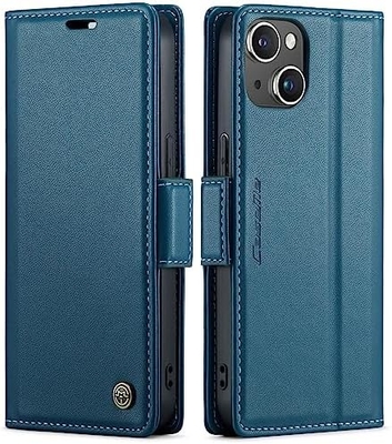 Portada QLTYPRI para iPhone 13/14, [bloqueo RFID] soporte de ranura para tarjetas de crédito para protección a prueba de choques de la caja del teléfono
