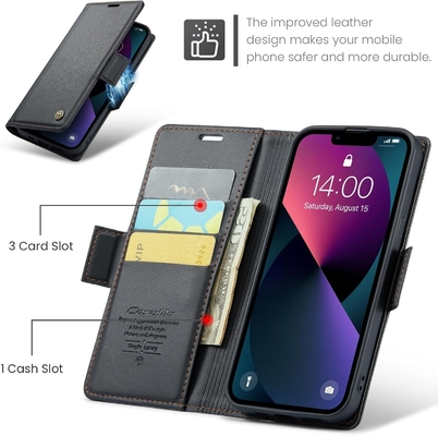 Portada QLTYPRI para iPhone 13/14, [bloqueo RFID] soporte de ranura para tarjetas de crédito para protección a prueba de choques de la caja del teléfono