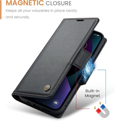 Portada QLTYPRI para iPhone 13/14, [bloqueo RFID] soporte de ranura para tarjetas de crédito para protección a prueba de choques de la caja del teléfono