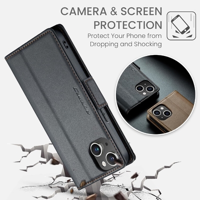 Portada QLTYPRI para iPhone 13/14, [bloqueo RFID] soporte de ranura para tarjetas de crédito para protección a prueba de choques de la caja del teléfono