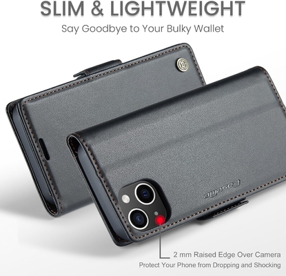 Portada QLTYPRI para iPhone 13/14, [bloqueo RFID] soporte de ranura para tarjetas de crédito para protección a prueba de choques de la caja del teléfono
