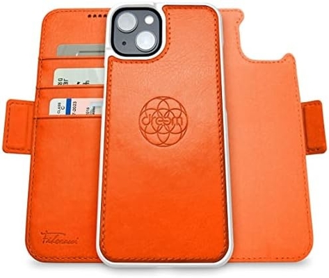 iPhone 13 Cuerpo de cartera / caja de choque 2-en-1 y juego de cuero vegano desmontable, compatible con MagSafe, protegido por RFID