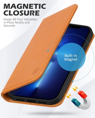 Cuerpo de cartera plegable de cuero sello magnético soporte de ranura de tarjeta de bloqueo RFID Cuerpo totalmente protegido compatible con el iPhone 13