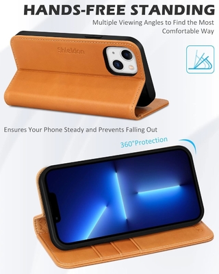 Cuerpo de cartera plegable de cuero sello magnético soporte de ranura de tarjeta de bloqueo RFID Cuerpo totalmente protegido compatible con el iPhone 13
