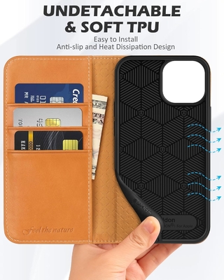 Cuerpo de cartera plegable de cuero sello magnético soporte de ranura de tarjeta de bloqueo RFID Cuerpo totalmente protegido compatible con el iPhone 13