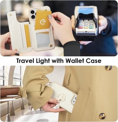 iPhone 13Pro Max 6.7&quot;, funda de cartera con soporte de tarjeta, funda de protección de cuero con soporte de anillo,