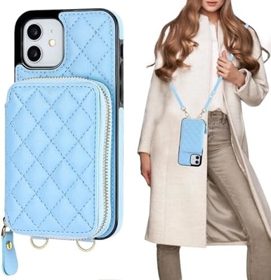 iPhone 12/12 Pro bolso de cuerpo cruzado, RFID blindado con correa de cuero de PU soporte con ranura para tarjetas