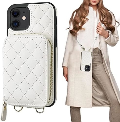 iPhone 12/12 Pro bolso de cuerpo cruzado, RFID blindado con correa de cuero de PU soporte con ranura para tarjetas
