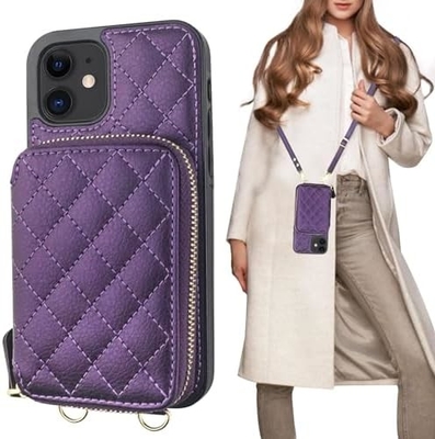 iPhone 12/12 Pro bolso de cuerpo cruzado, RFID blindado con correa de cuero de PU soporte con ranura para tarjetas