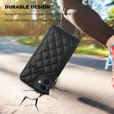 iPhone 12/12 Pro bolso de cuerpo cruzado, RFID blindado con correa de cuero de PU soporte con ranura para tarjetas