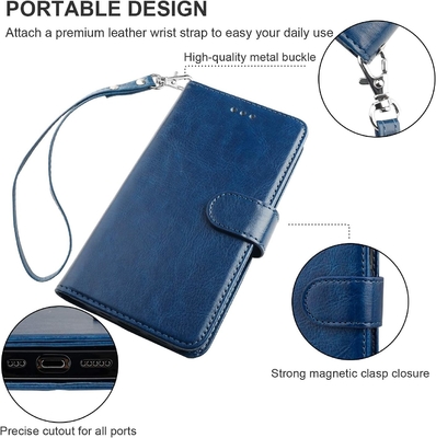 Compatible con el iPhone 12/Pro cartera de bolsillo con soporte de tarjeta PU pieza de piele soporte de pulsera a prueba de golpes clamshell 6,1 pulgadas