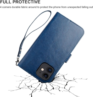 Compatible con el iPhone 12/Pro cartera de bolsillo con soporte de tarjeta PU pieza de piele soporte de pulsera a prueba de golpes clamshell 6,1 pulgadas