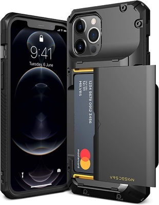 Para el iPhone 12 Pro Max con [4 tarjetas]Portafolio de tarjeta de crédito sólida Premium para el iPhone 12 Pro Max de 6,7 pulgadas