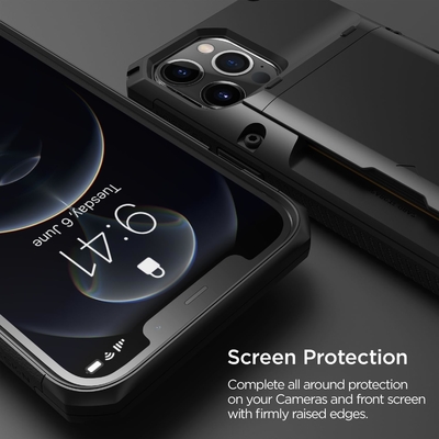 Para el iPhone 12 Pro Max con [4 tarjetas]Portafolio de tarjeta de crédito sólida Premium para el iPhone 12 Pro Max de 6,7 pulgadas