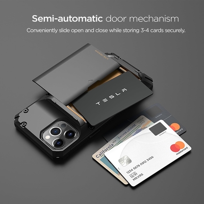 Para el iPhone 12 Pro Max con [4 tarjetas]Portafolio de tarjeta de crédito sólida Premium para el iPhone 12 Pro Max de 6,7 pulgadas