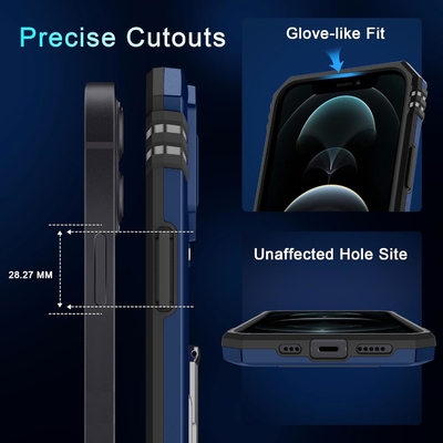 iPhone 12 Pro Max con cubierta de cámara de diapositivas + protector de pantalla ((1 paquete), anillo giratorio Kickstand de grado militar a prueba de golpes