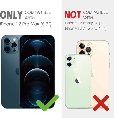 Cuerpo para iPhone 12 Pro Max con cubierta de cámara y soporte, cubierta de protección de armadura de grado militar,