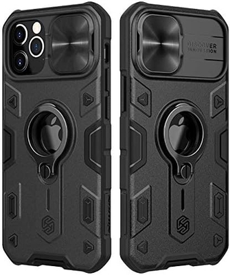 Cuerpo para iPhone 12 Pro Max con cubierta de cámara y soporte, cubierta de protección de armadura de grado militar,