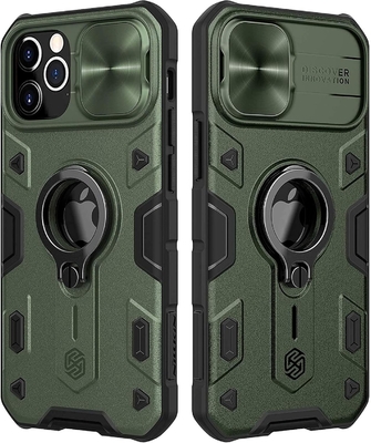 Cuerpo para iPhone 12 Pro Max con cubierta de cámara y soporte, cubierta de protección de armadura de grado militar,