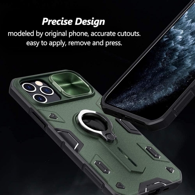 Cuerpo para iPhone 12 Pro Max con cubierta de cámara y soporte, cubierta de protección de armadura de grado militar,