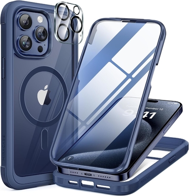 Magnético para el iPhone 12 Pro Max Casilla de cuerpo completo Protector de pantalla de vidrio incorporado y protector de cámara
