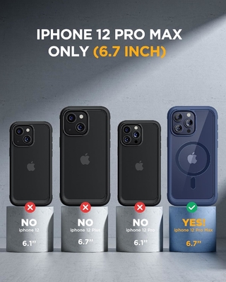 Magnético para el iPhone 12 Pro Max Casilla de cuerpo completo Protector de pantalla de vidrio incorporado y protector de cámara