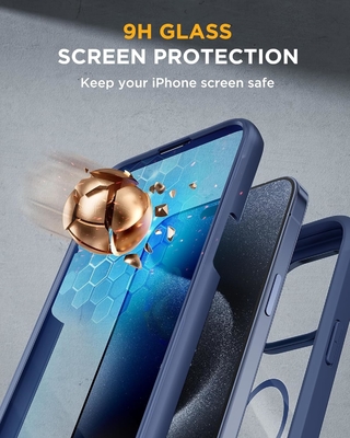 Magnético para el iPhone 12 Pro Max Casilla de cuerpo completo Protector de pantalla de vidrio incorporado y protector de cámara