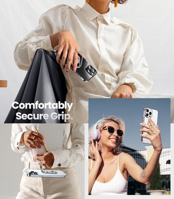 Protector para el iPhone 12 Pro Max Cuerpo con soporte, Cuerpo de teléfono claro con soporte de anillo doble [ajustable y plegable]
