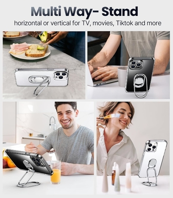 Protector para el iPhone 12 Pro Max Cuerpo con soporte, Cuerpo de teléfono claro con soporte de anillo doble [ajustable y plegable]