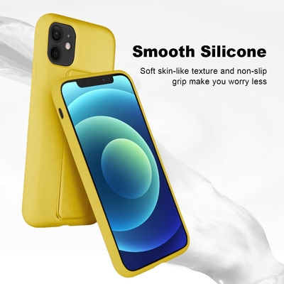 Cuerpo de soporte de silicona Compatible con el iPhone 11 caso ((6.1 pulgadas) Stand vertical y horizontal Cuerpo de soporte de metal
