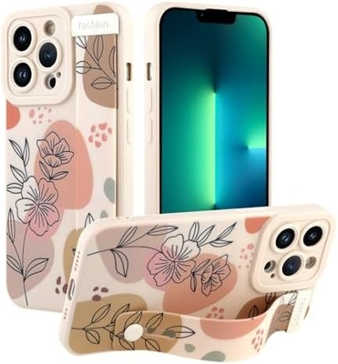 Cuerpo de silicona para iPhone 12 Pro Max con correa para mujeres Chicas Flores florales lindas Diseño de patrón Banda de cable suave ajustable