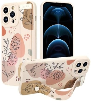 Cuerpo de silicona para iPhone 12 Pro Max con correa para mujeres Chicas Flores florales lindas Diseño de patrón Banda de cable suave ajustable