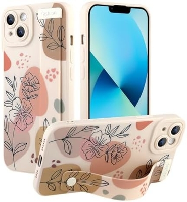Cuerpo de silicona para iPhone 12 Pro Max con correa para mujeres Chicas Flores florales lindas Diseño de patrón Banda de cable suave ajustable