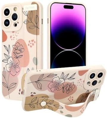 Cuerpo de silicona para iPhone 12 Pro Max con correa para mujeres Chicas Flores florales lindas Diseño de patrón Banda de cable suave ajustable
