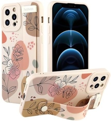 Cuerpo de silicona para iPhone 12 Pro Max con correa para mujeres Chicas Flores florales lindas Diseño de patrón Banda de cable suave ajustable