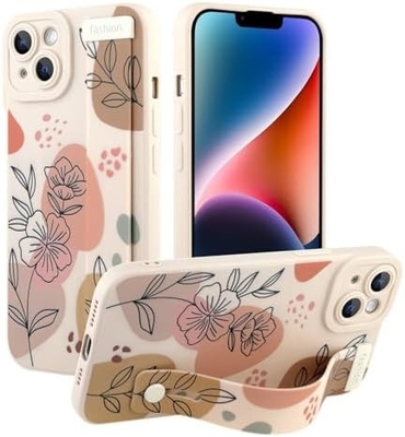 Cuerpo de silicona para iPhone 12 Pro Max con correa para mujeres Chicas Flores florales lindas Diseño de patrón Banda de cable suave ajustable