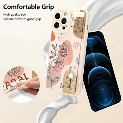 Cuerpo de silicona para iPhone 12 Pro Max con correa para mujeres Chicas Flores florales lindas Diseño de patrón Banda de cable suave ajustable