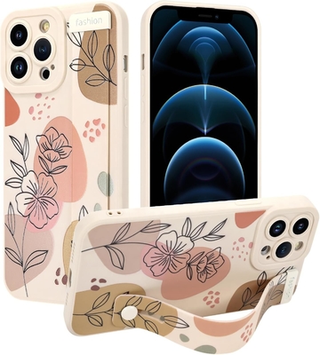 Cuerpo de silicona para iPhone 12 Pro Max con correa para mujeres Chicas Flores florales lindas Diseño de patrón Banda de cable suave ajustable