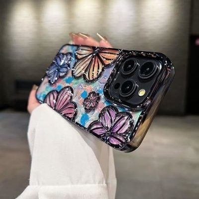Cuerpo para iPhone 12 Pro Max de 6.7 pulgadas, Cuerpo de teléfono de flores 3D claro para mujeres Chicas de lujo Revestimiento floral Cuerpo de cubierta Estética