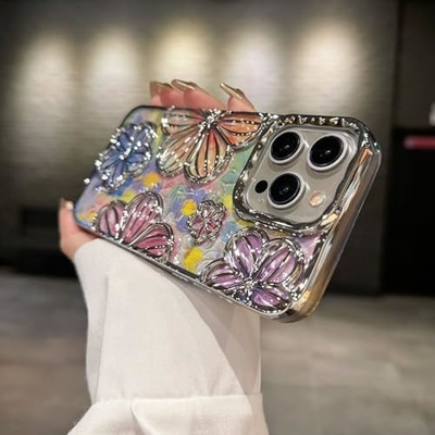 Cuerpo para iPhone 12 Pro Max de 6.7 pulgadas, Cuerpo de teléfono de flores 3D claro para mujeres Chicas de lujo Revestimiento floral Cuerpo de cubierta Estética